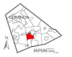 Map of Lebanon County, Pennsylvania Highlighting North CornwallTownship